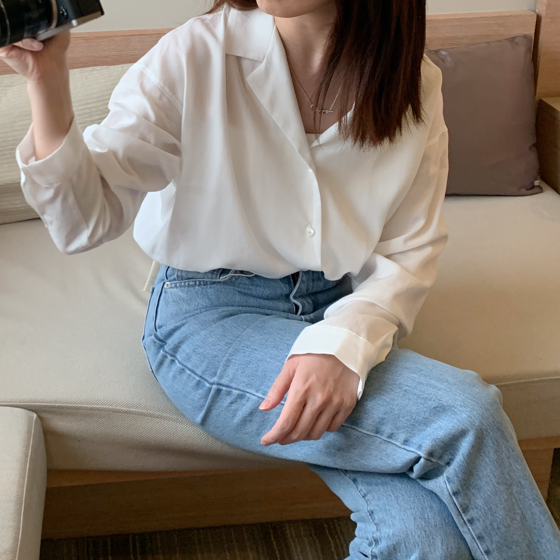 特殊設計領天絲襯(白)