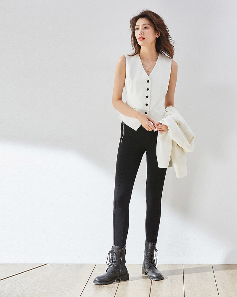 DEER.W寬肩收腰西裝馬甲背心 白色