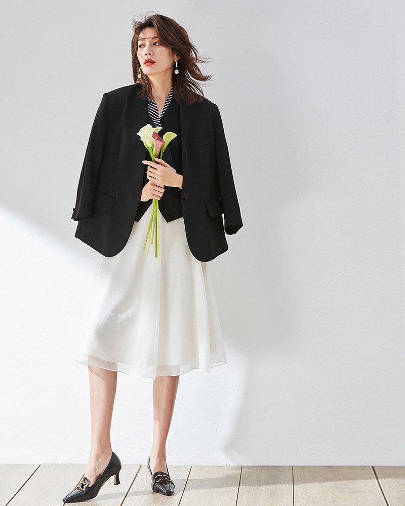 DEER.W寬肩收腰西裝馬甲背心 黑色