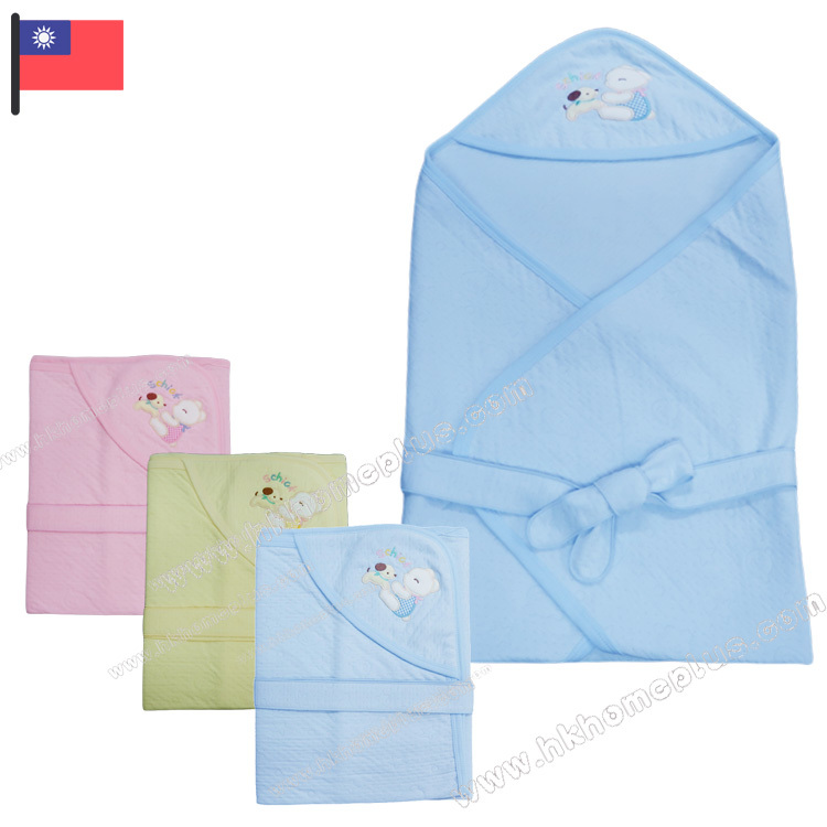 舒適牌: 台灣製 - 嬰兒素色薄抱毯 (綁帶款) 10301