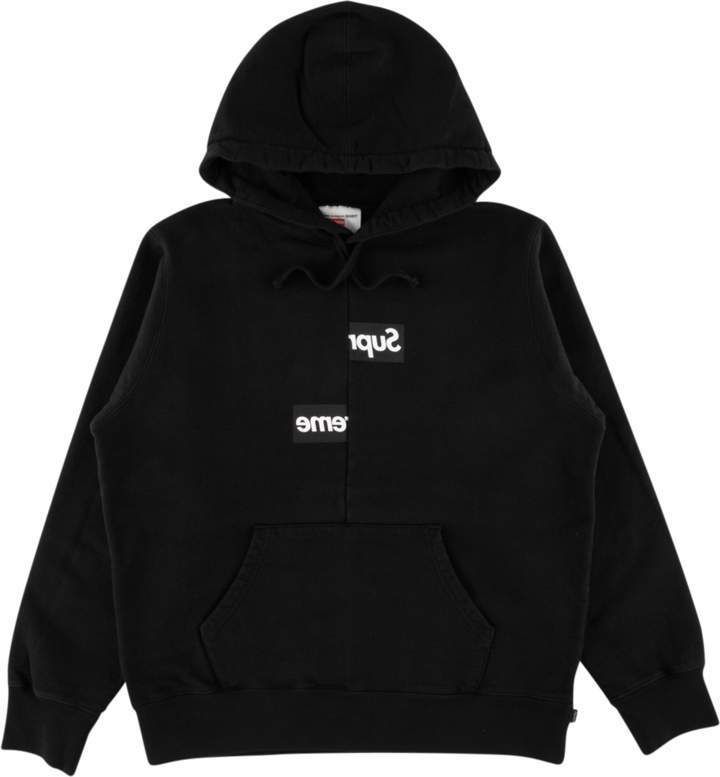 SUPREME CDG SPLIT BOX LOGO HOODED SWEATSHIRT 黑色帽TSUP59