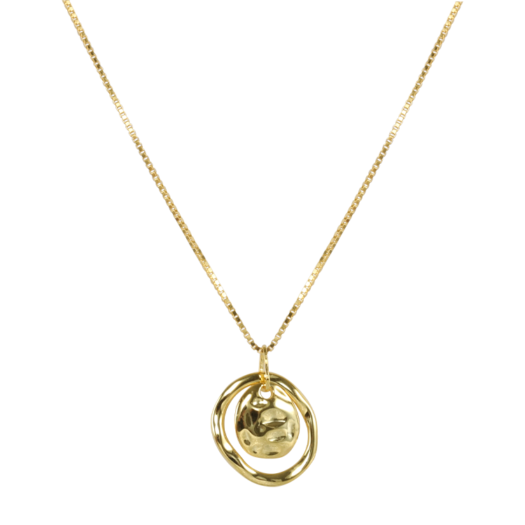 純銀項鍊，女士項鍊 水波面圓環吊牌；不規則帶出的神秘氛圍（1641金色）
