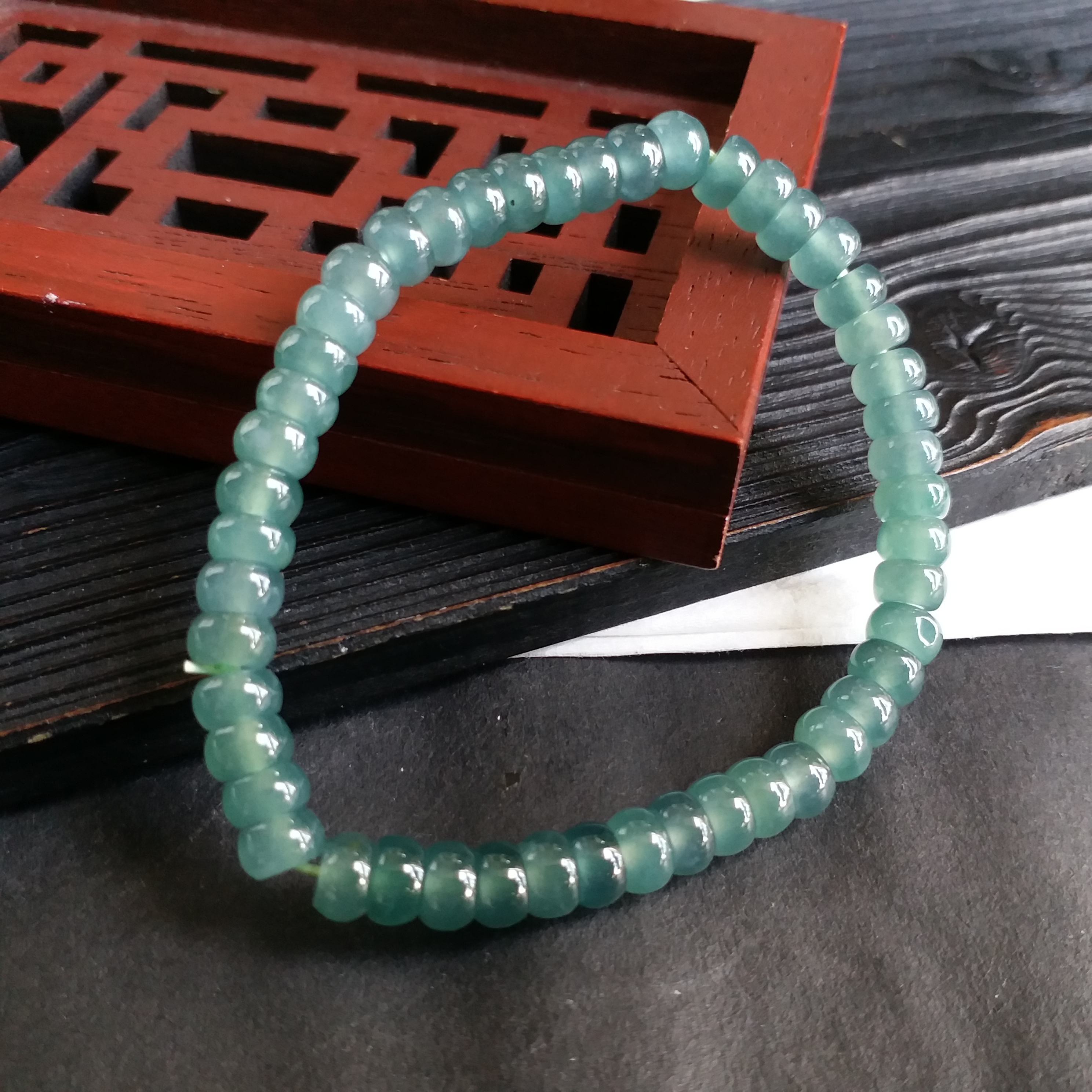冰藍水算盤珠手串, 天然翡翠A玉, 緬甸玉, Jade, Jadeite