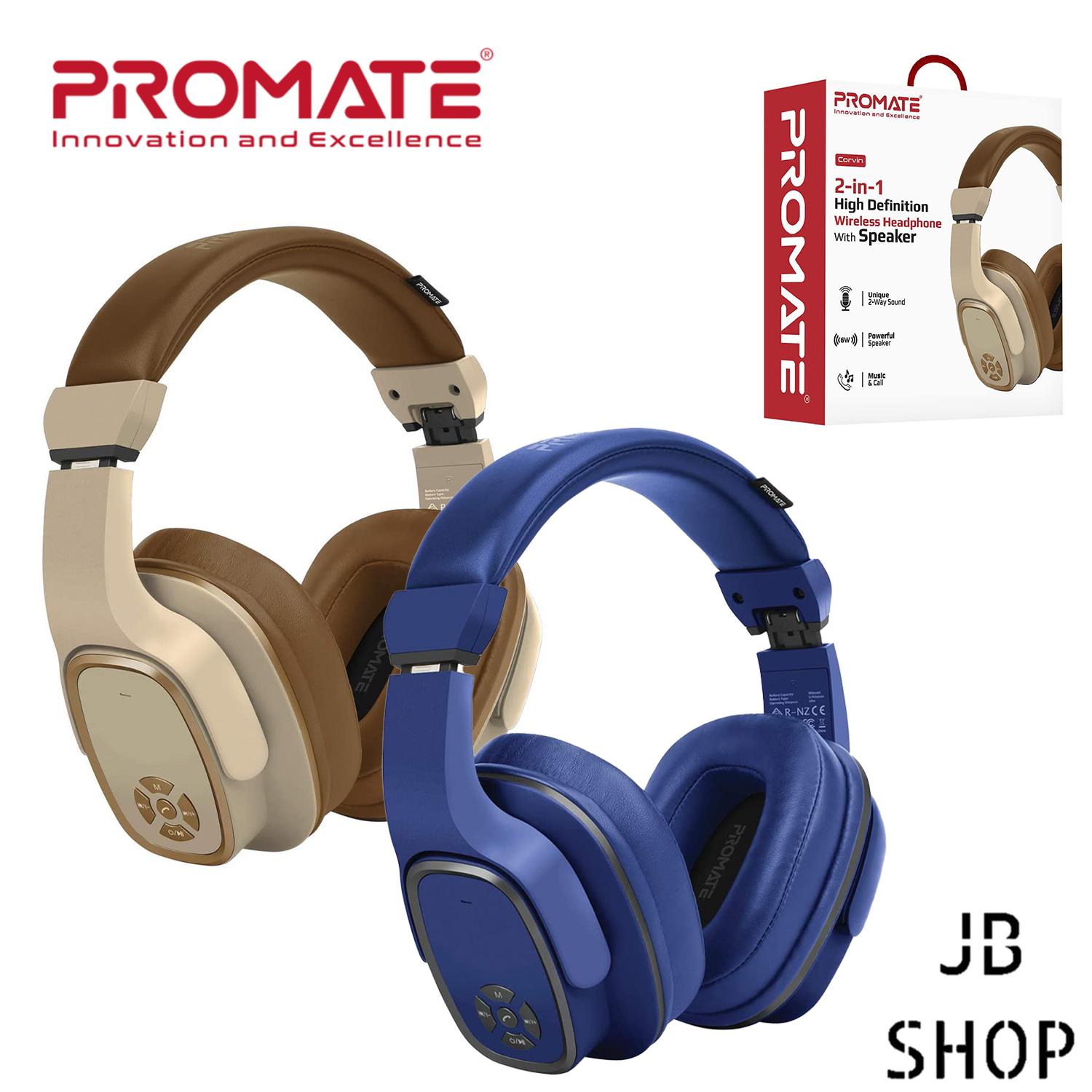 Promate 2in1 Wireless Headphone With Speaker