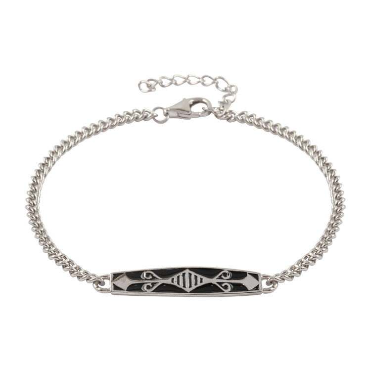 純銀手鍊，情侶手鍊 鎧甲元素銀牌；此生只守護你一人（1889男款）