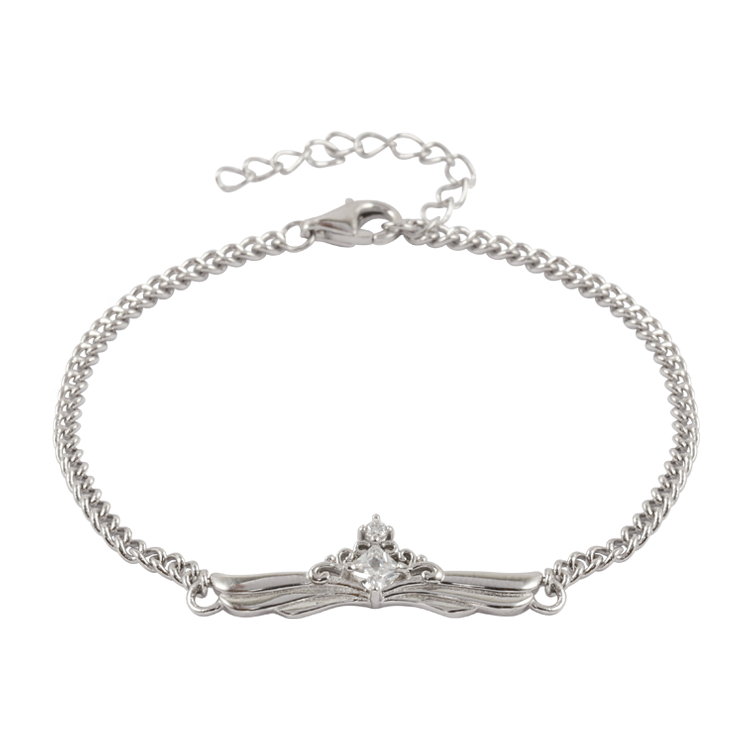 純銀手鍊，情侶手鍊 皇冠元素銀牌；此生只等待你一人（1889女款）