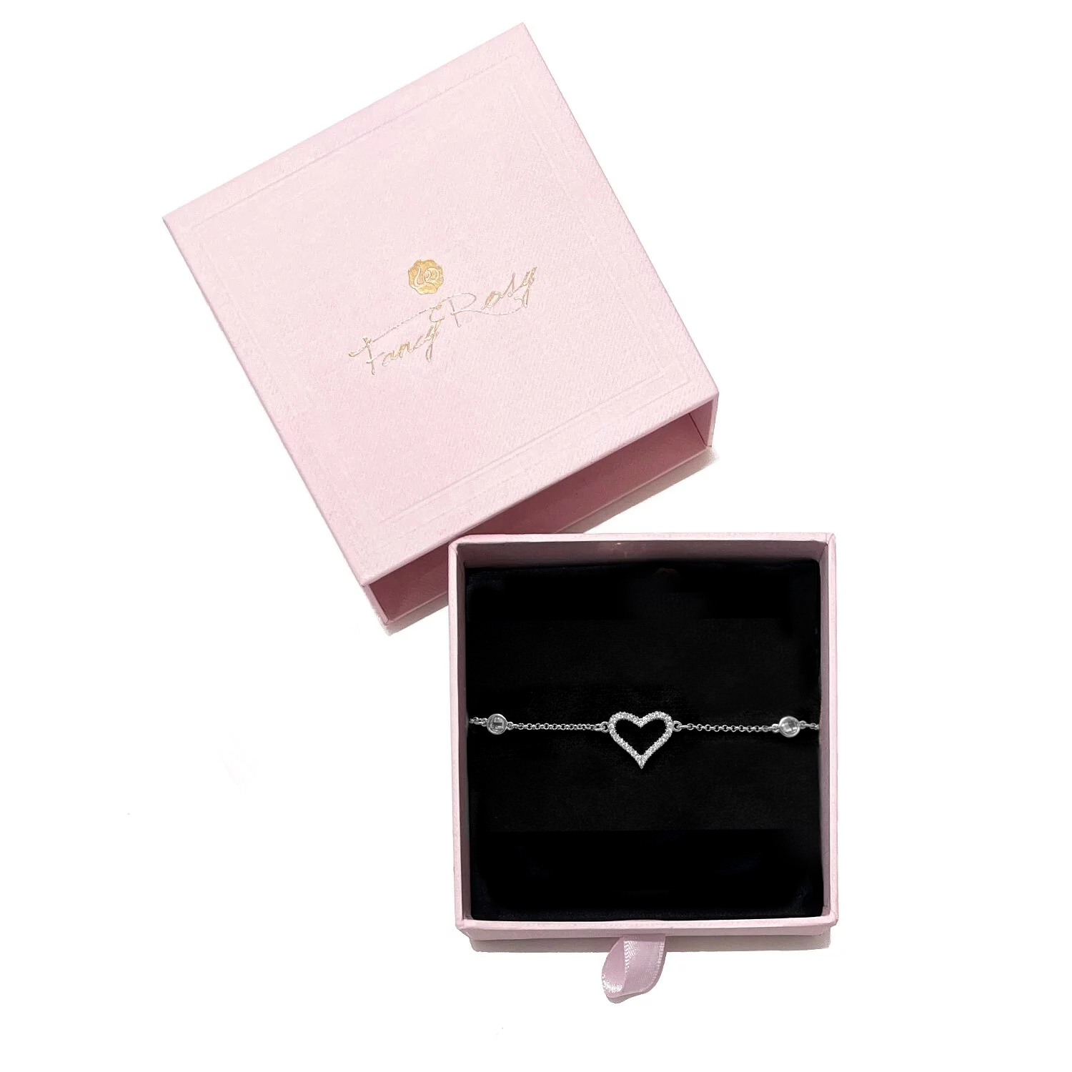 Rose Gold Crystal Heart Shaped Bracelet (Siver)