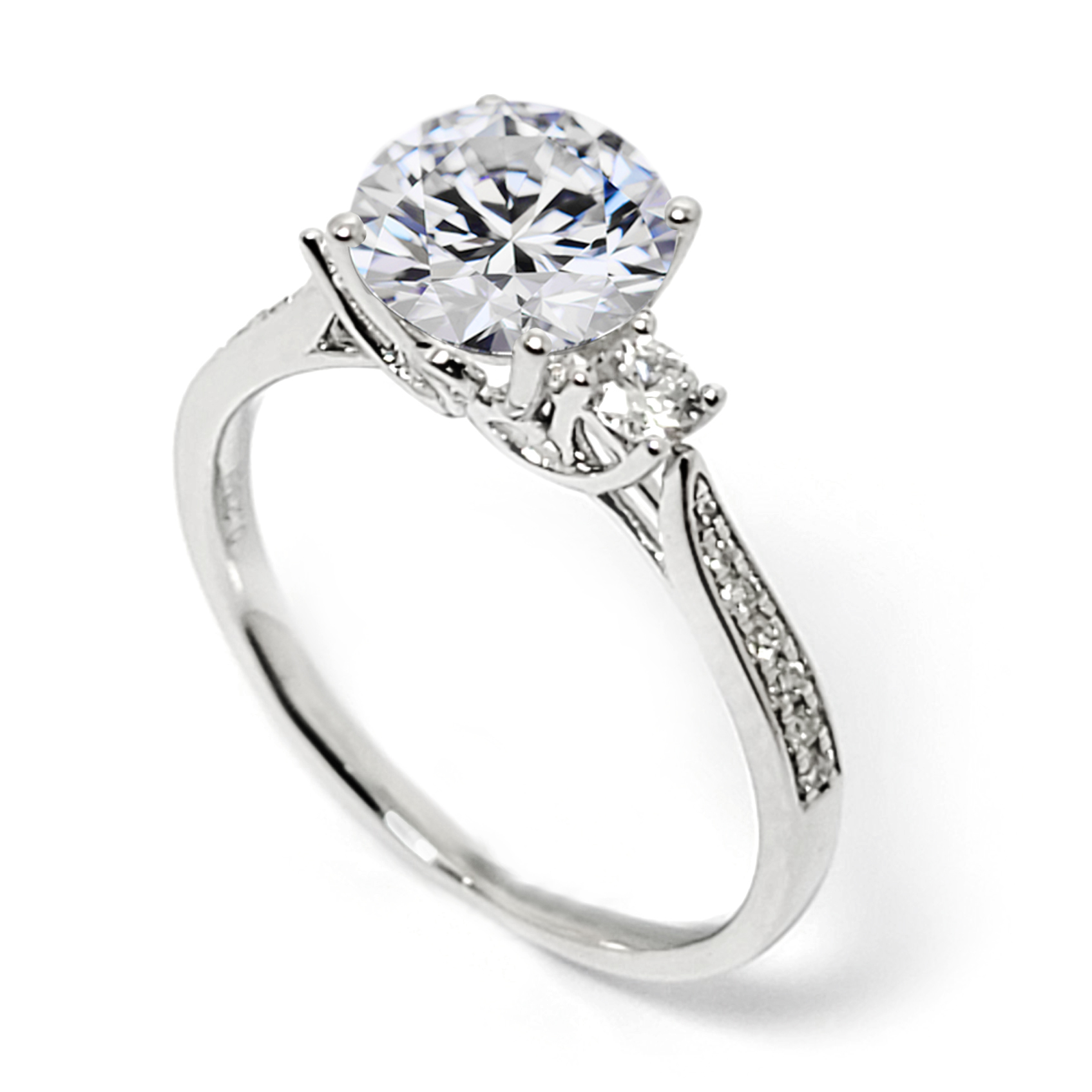 18K白金天然鑽石戒指托 (RS41H110325)