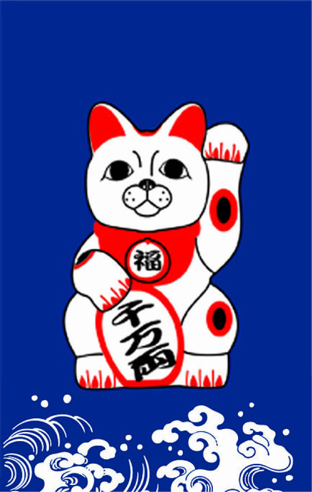 B001日式布簾(招財貓)