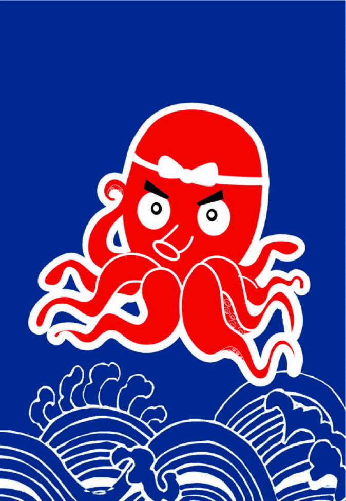 B009日式布簾(章魚)