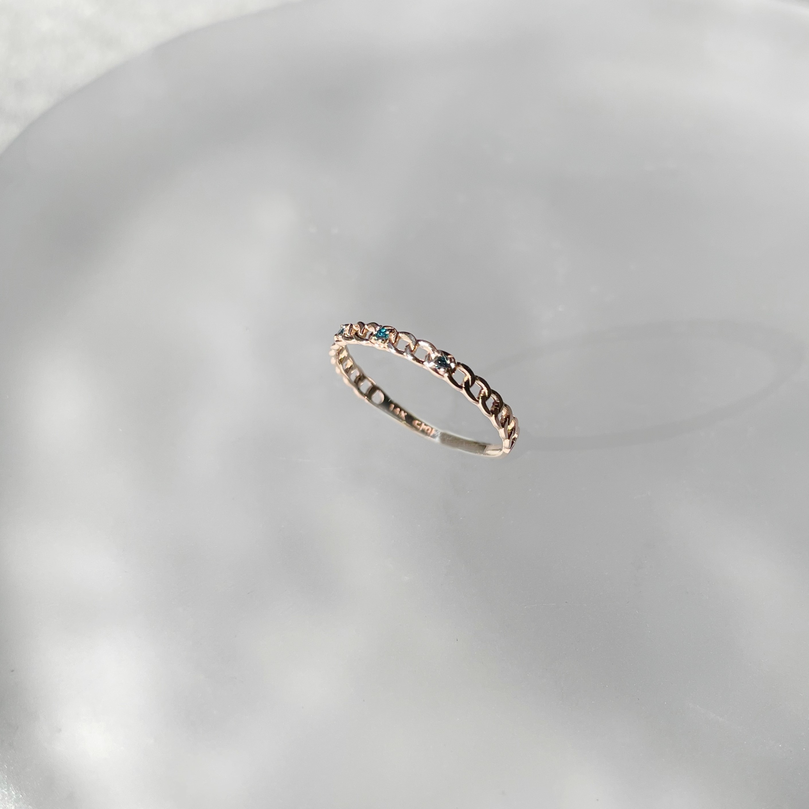 14K藍鑽硬式鎖鏈戒指