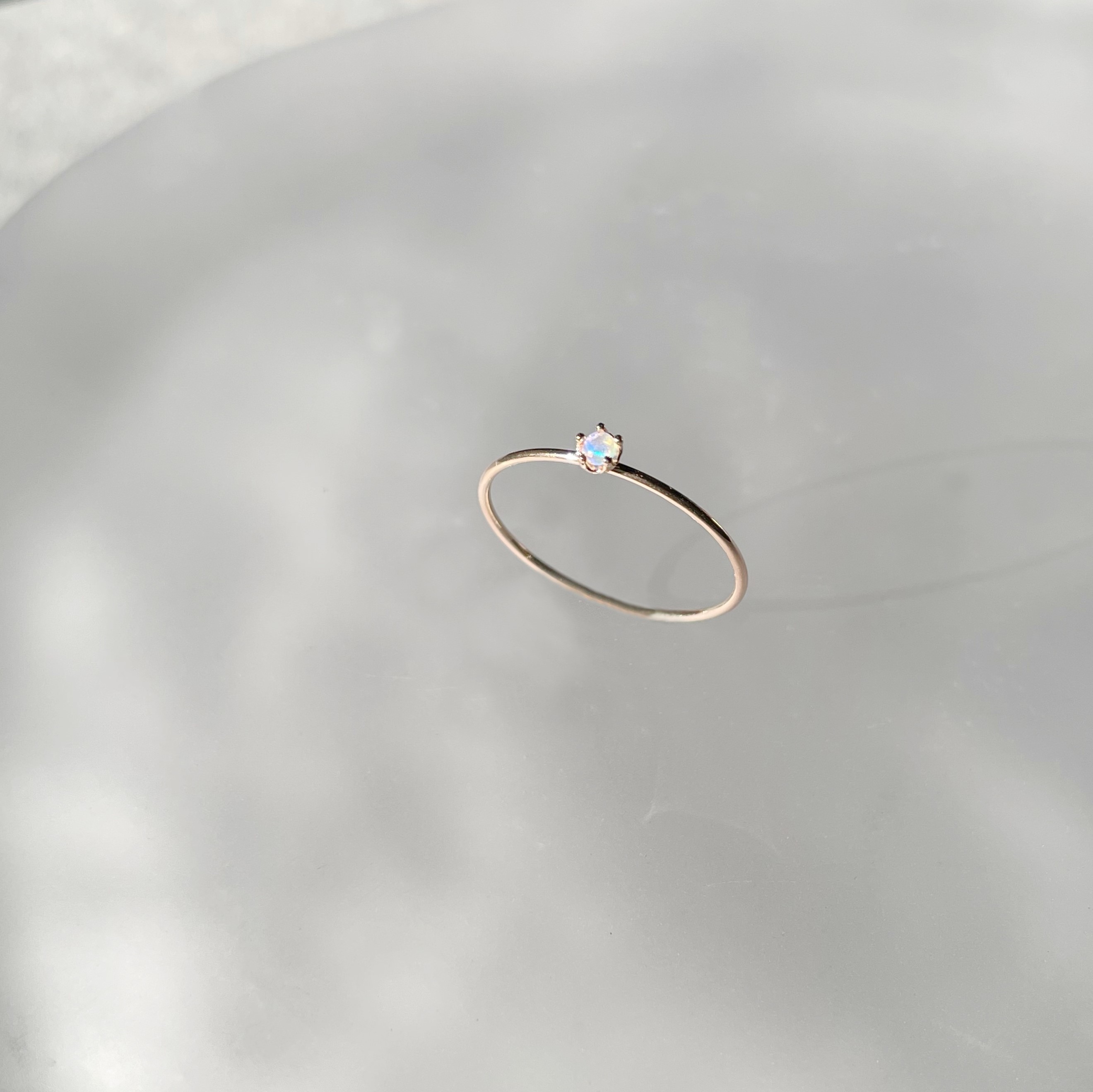 14K光滑Mini皇冠歐泊戒指