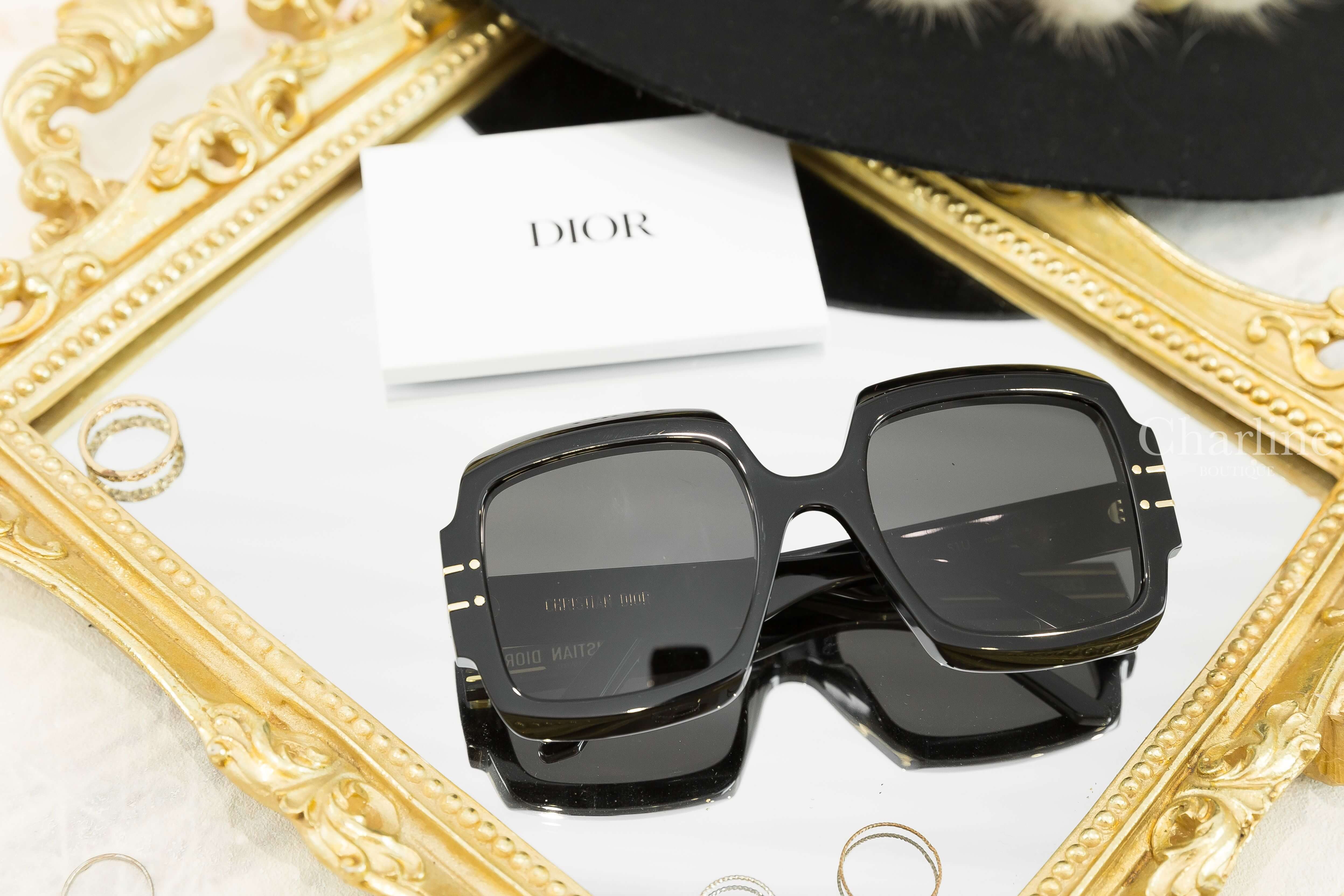 Dior Sunglasses黑色方框側邊金色Logo 太陽眼鏡-Charline