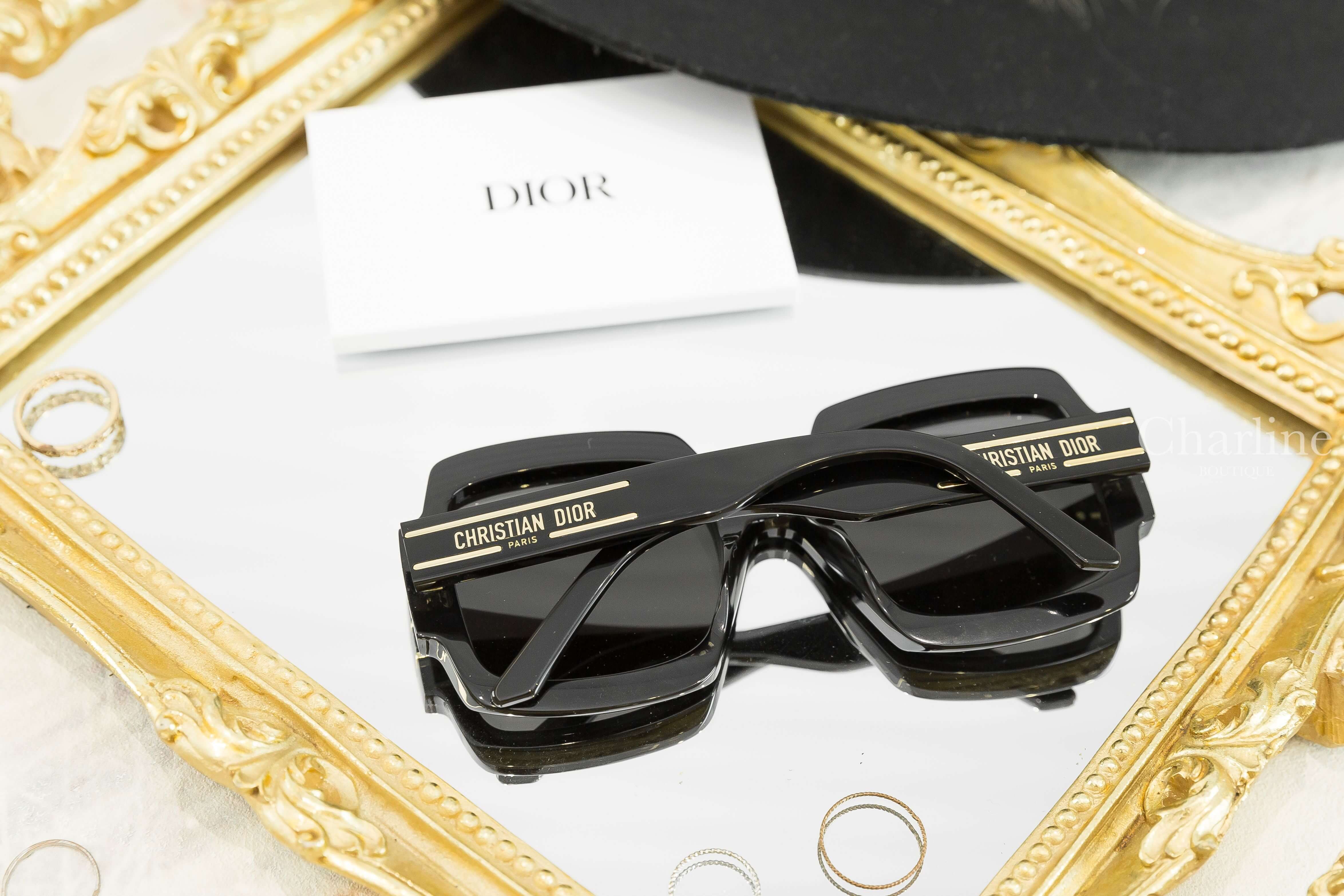 Dior Diorsignature S1U Black Square Sunglasses 黑色方框側邊金色 Logo 太陽眼鏡-Charline Boutique 精品代購