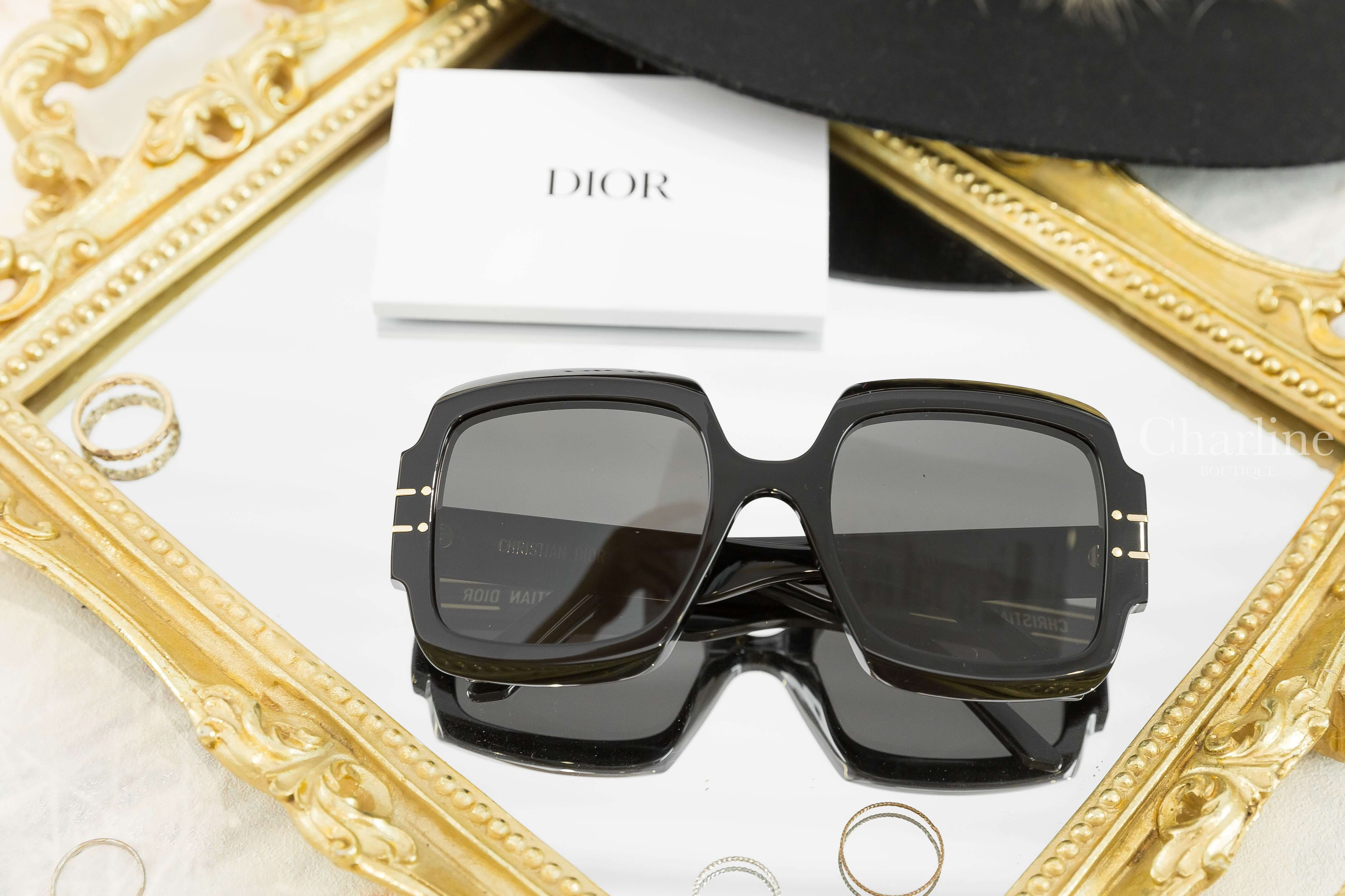 Dior Diorsignature S1U Black Square Sunglasses 黑色方框側邊金色 Logo 太陽眼鏡-Charline Boutique 精品代購