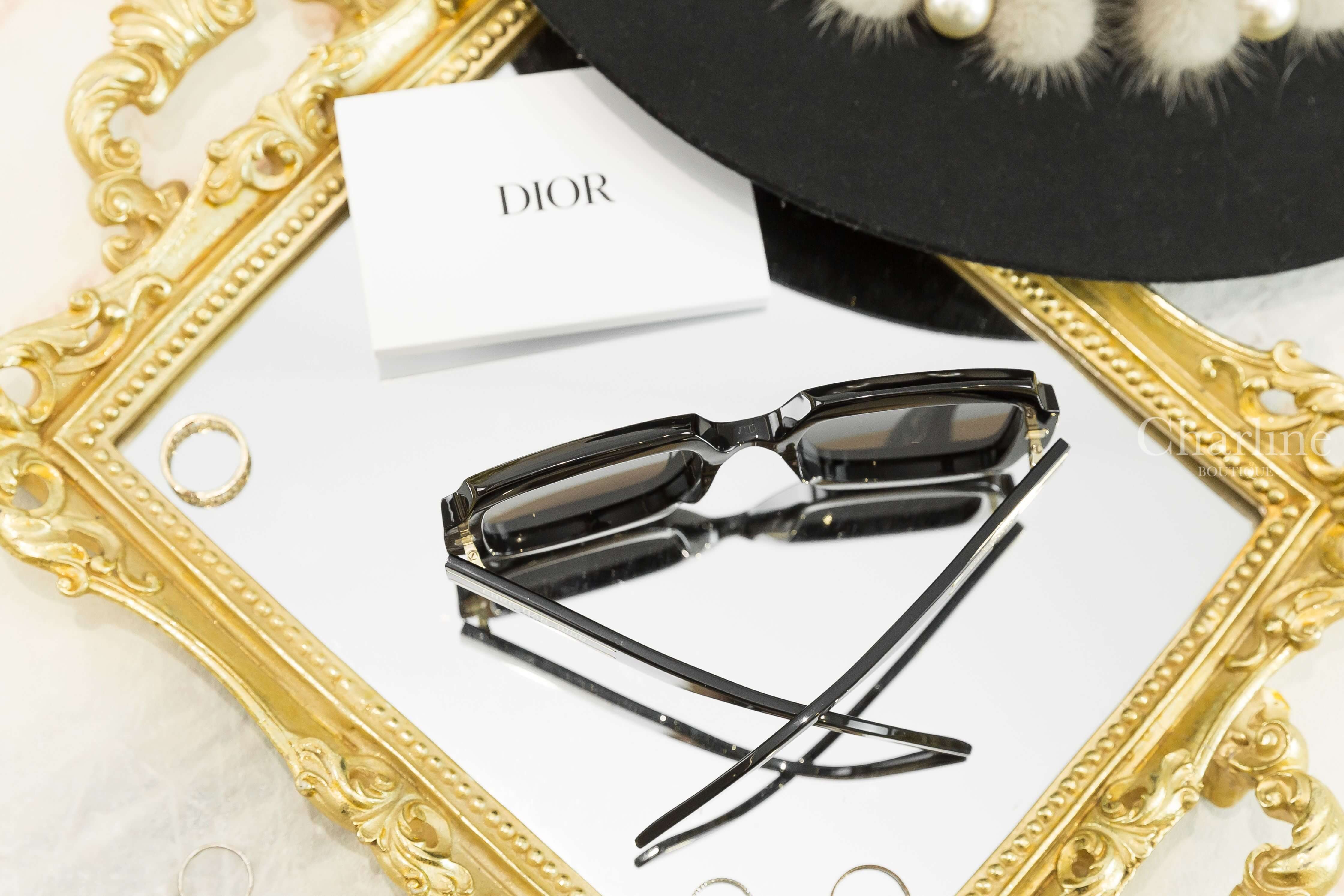 Dior Diorsignature S1U Black Square Sunglasses 黑色方框側邊金色 Logo 太陽眼鏡-Charline Boutique 精品代購
