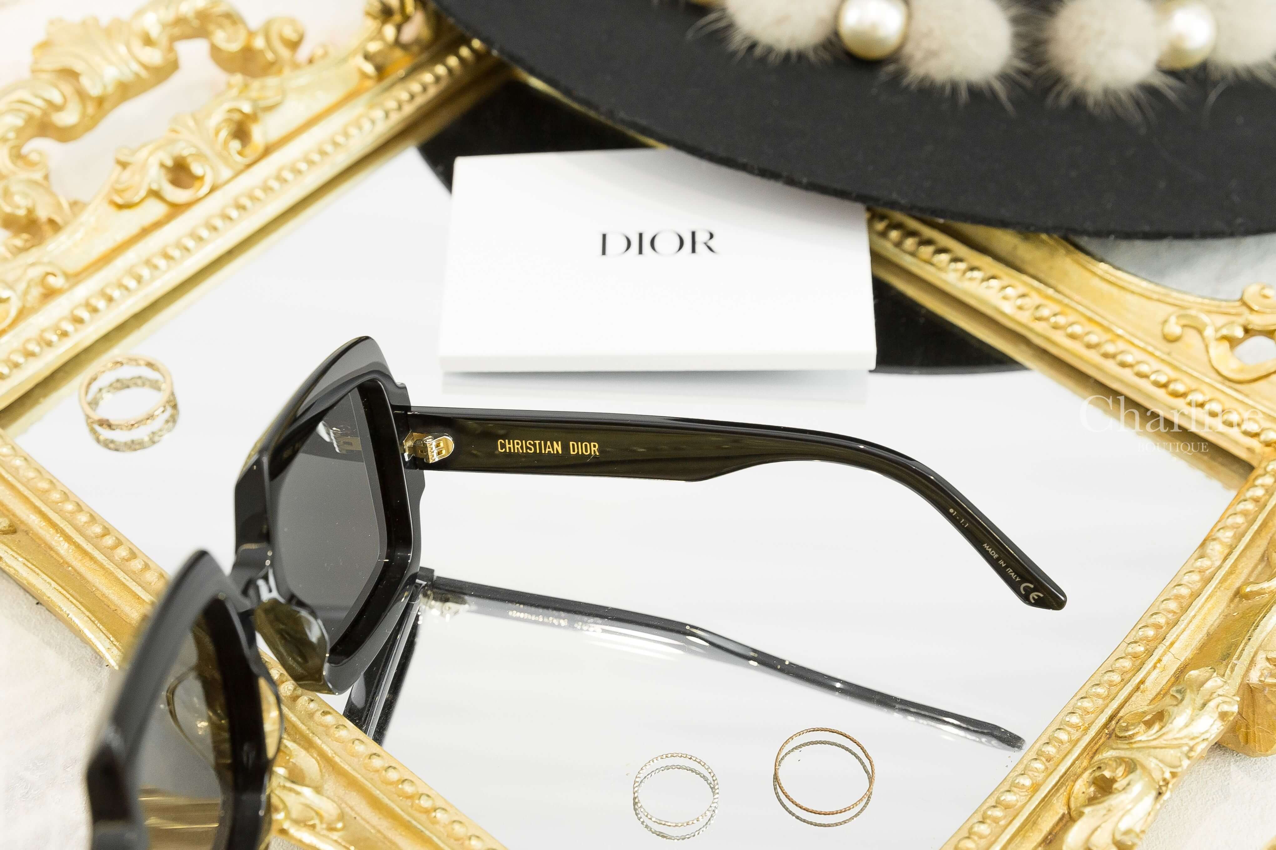 Dior Diorsignature S1U Black Square Sunglasses 黑色方框側邊金色 Logo 太陽眼鏡-Charline Boutique 精品代購