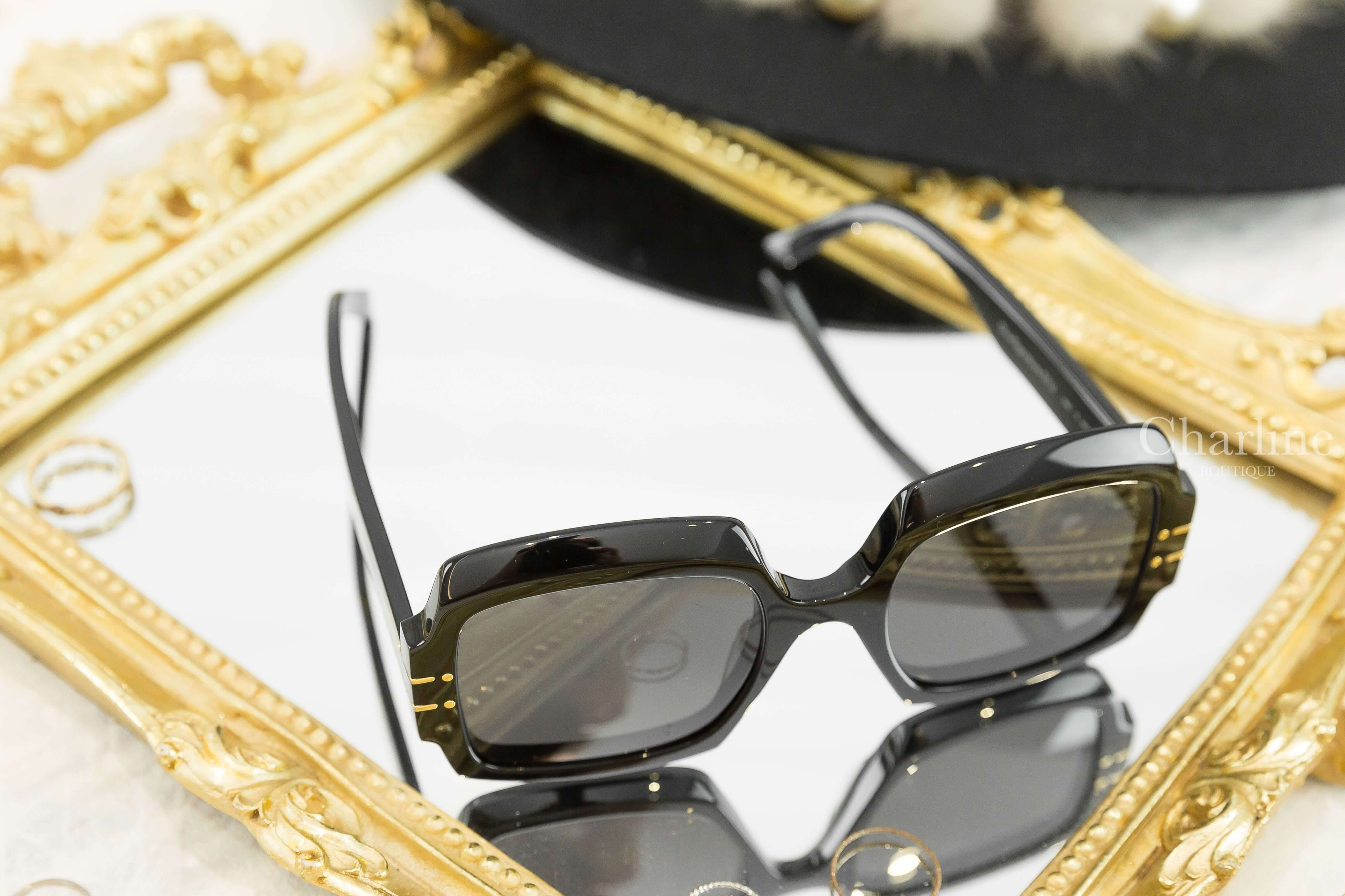 Dior Diorsignature S1U Black Square Sunglasses 黑色方框側邊金色 Logo 太陽眼鏡-Charline Boutique 精品代購