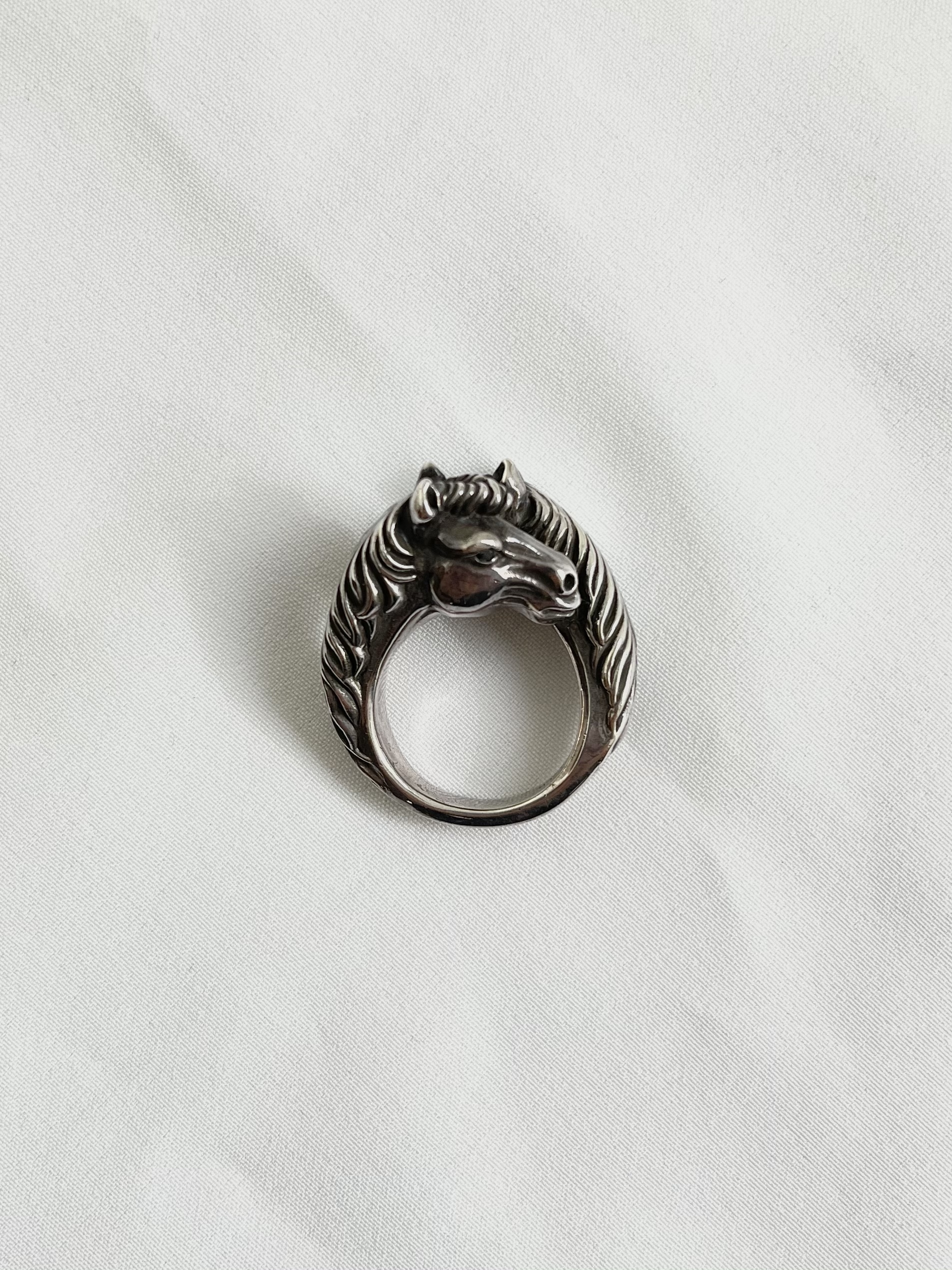 純銀雙馬頭戒指