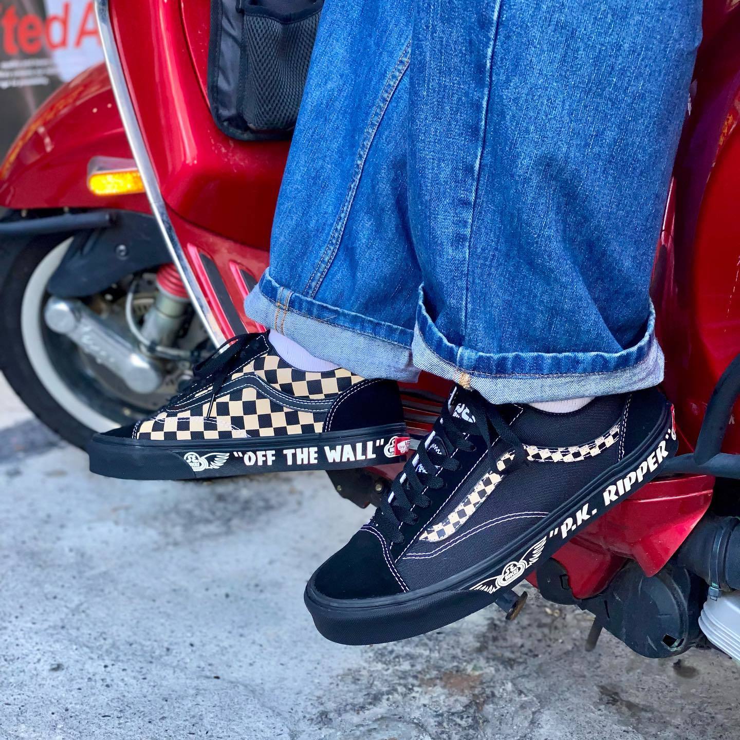 Vans x se bikes style 36 全黑棋盤格字體反光男段