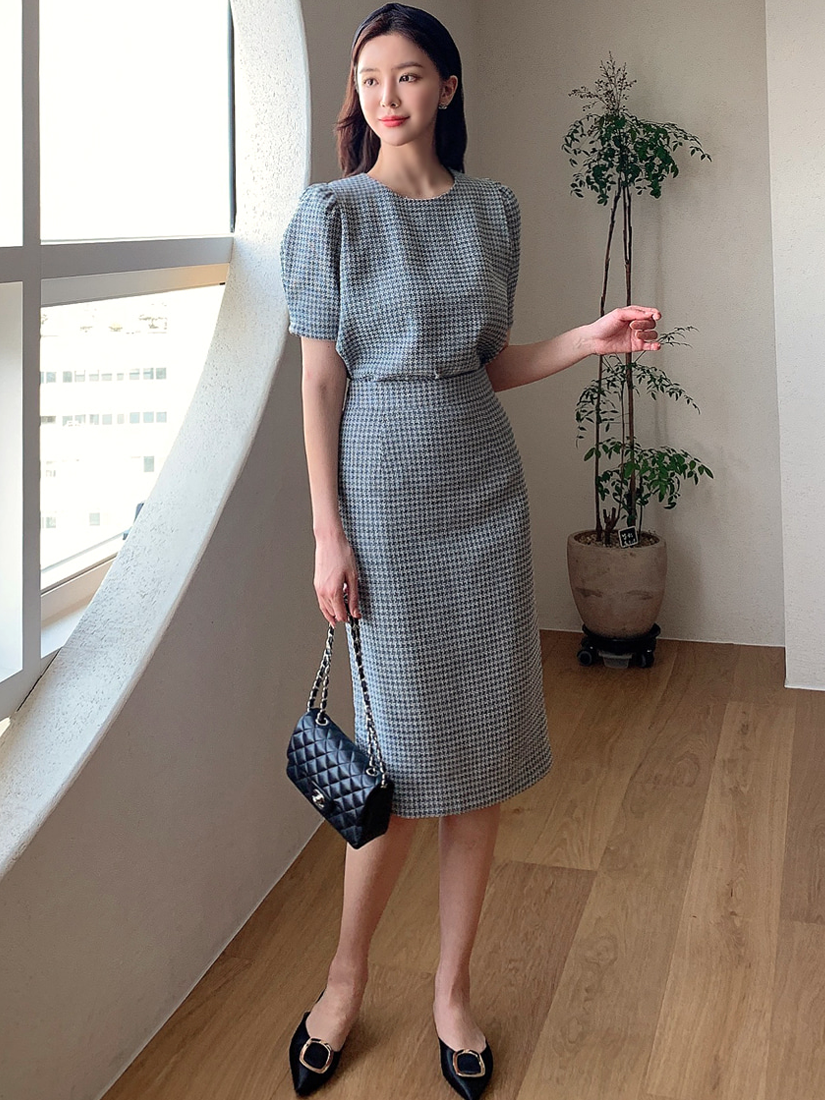 [現貨]夏季格紋半身裙(黑色)