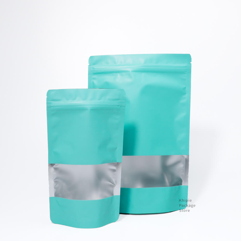 鋁箔夾鏈立袋｜湖藍橫窗