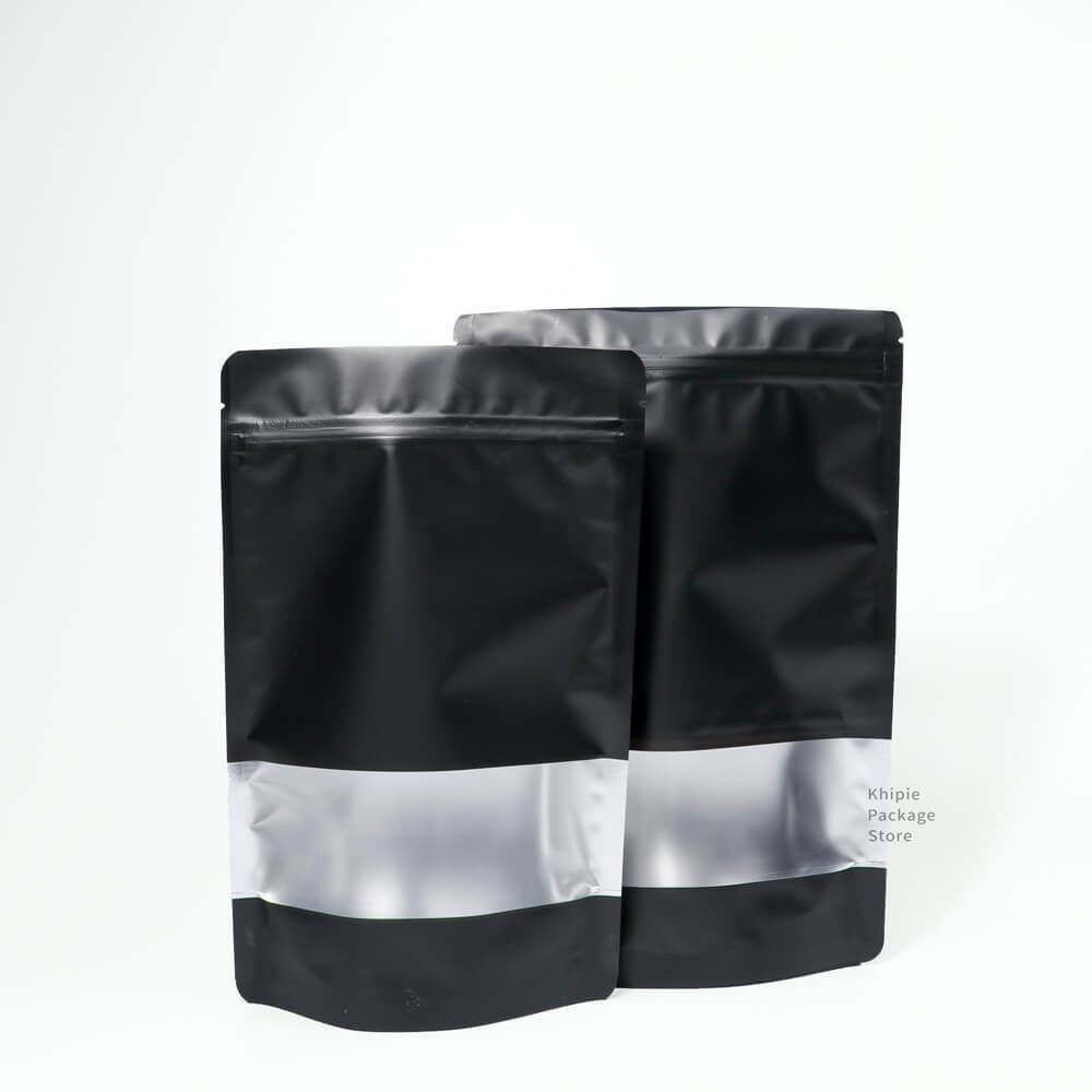 鋁箔夾鏈立袋｜墨黑橫窗