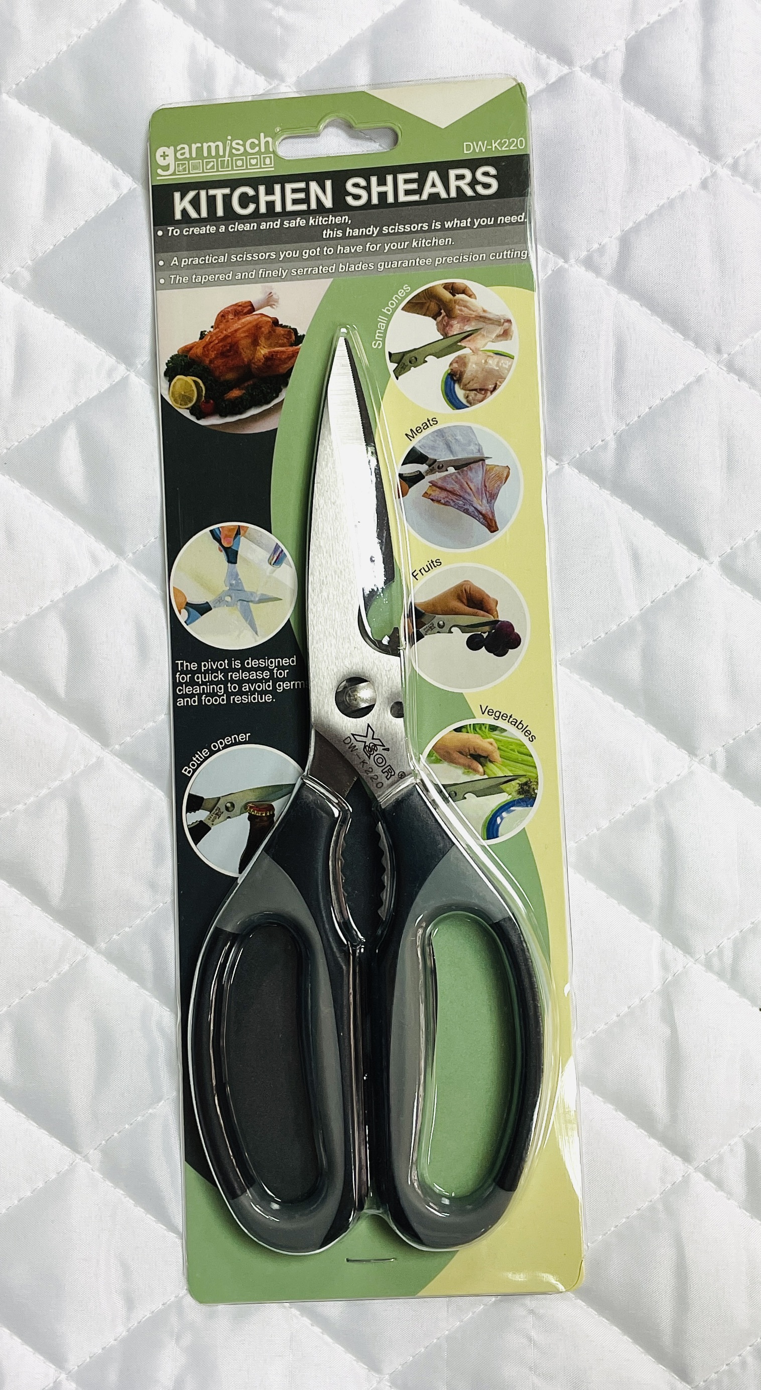 廚房專用剪刀(事務剪刀):布料、花藝、園藝、食材、開瓶 DWK220