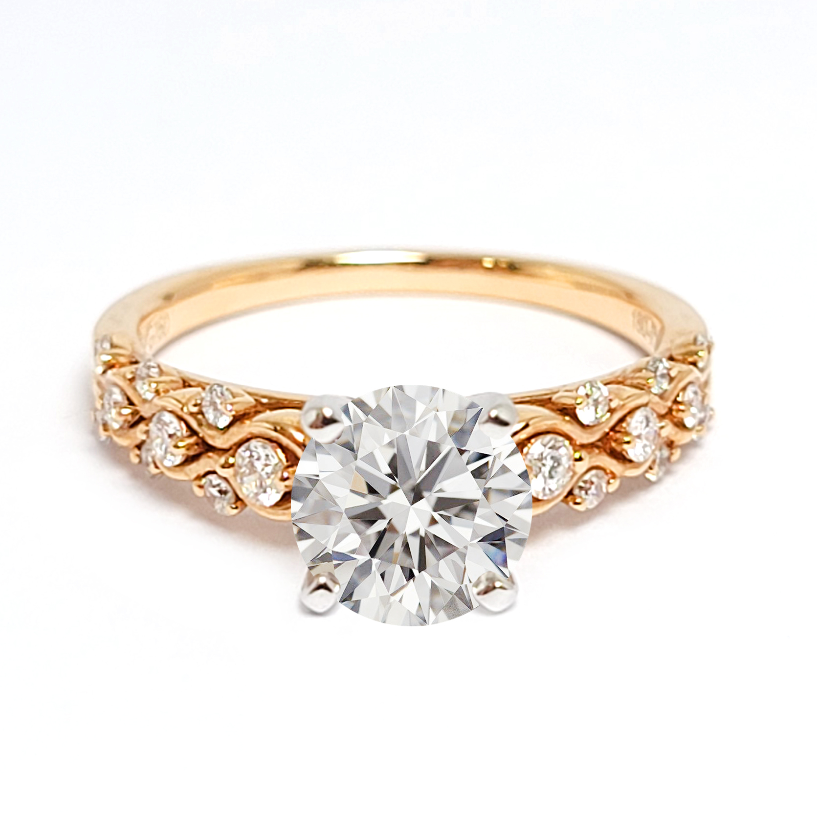 18K 白金及玫瑰金天然鑽石戒指托