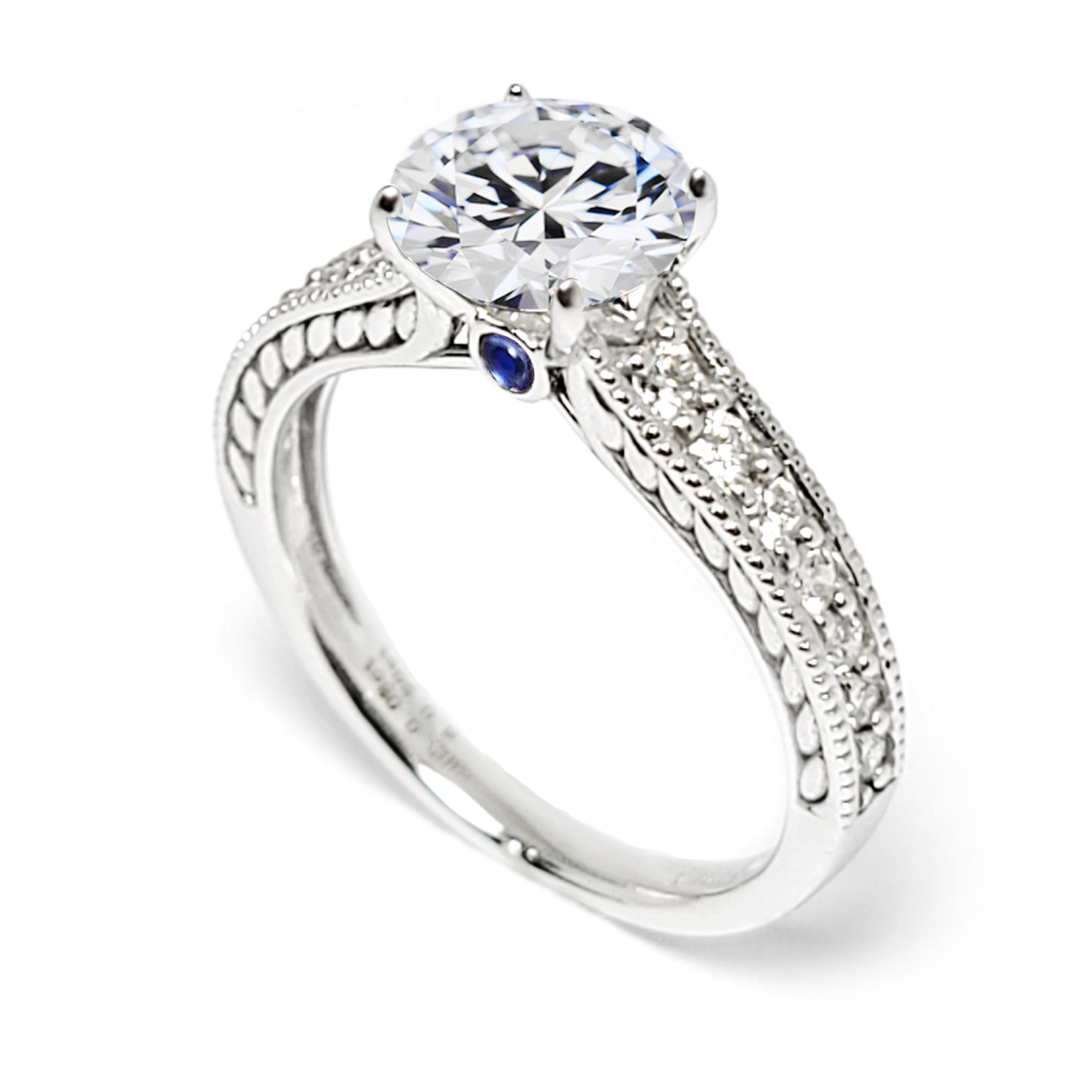 18K 白金天然藍寶鑽石戒指托 (RS15Q4767)