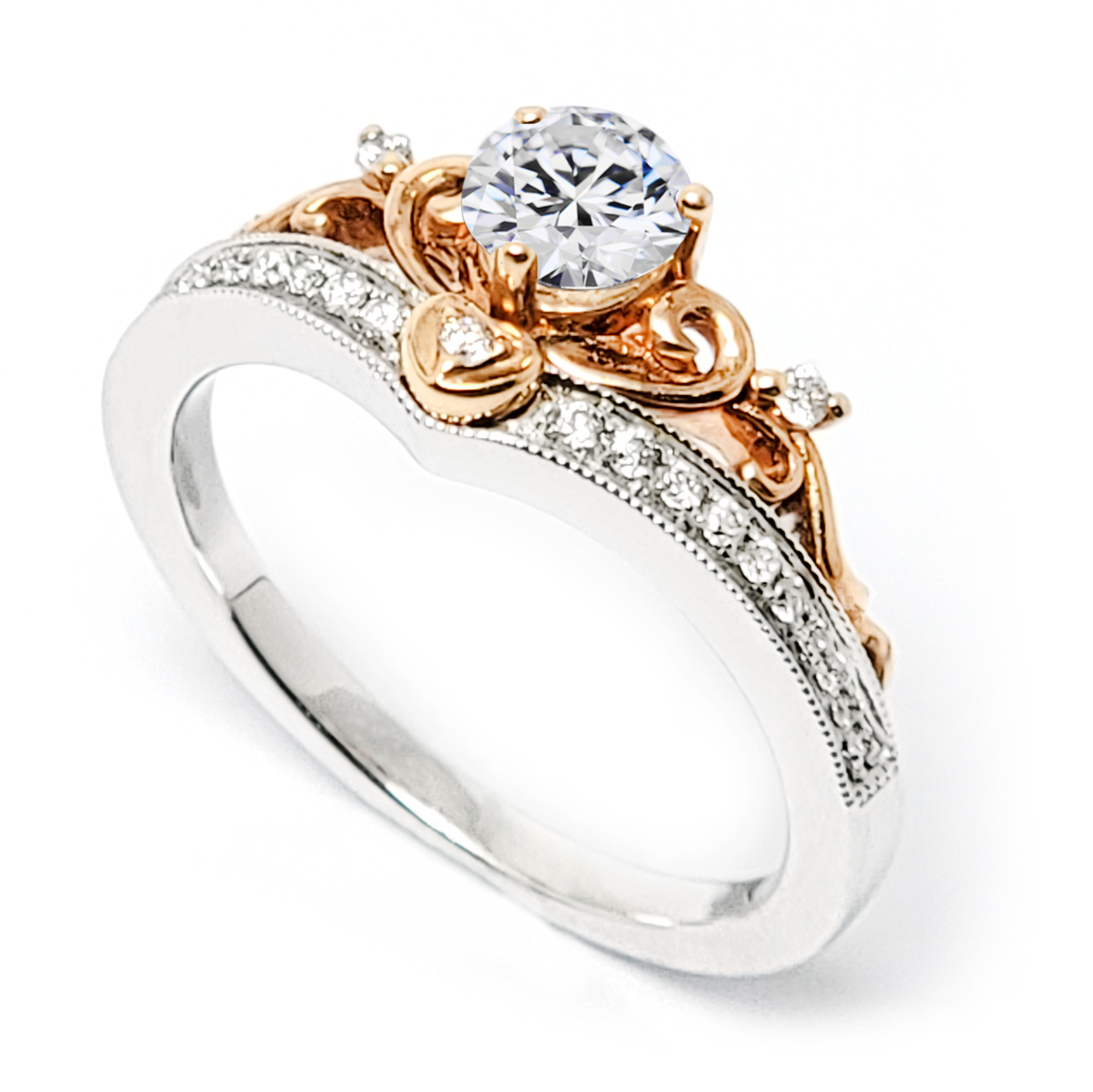 18K白 / 玫瑰金天然鑽石戒指托