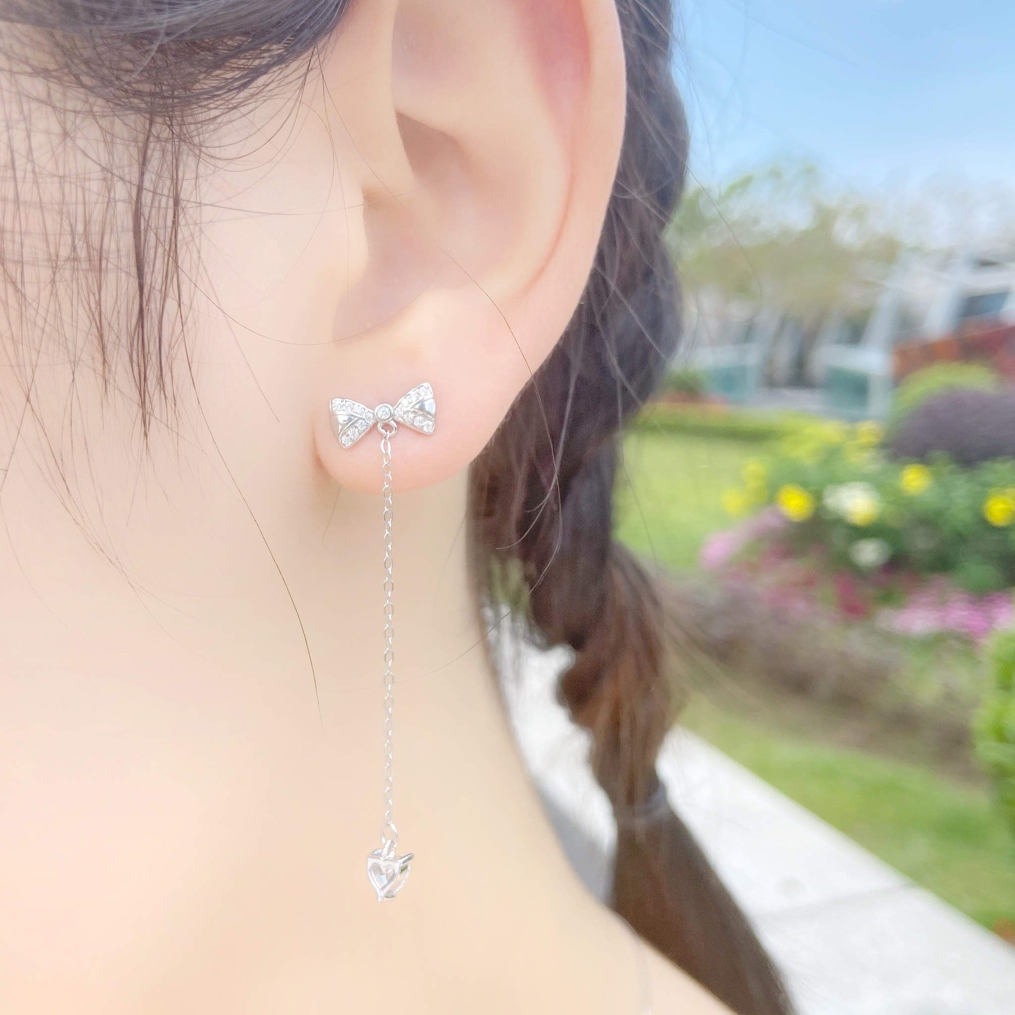 | 925 Silver・White Gold・Rose Gold | Elegant Bow Earrings（Silver / Rose Gold） | EA0369 |