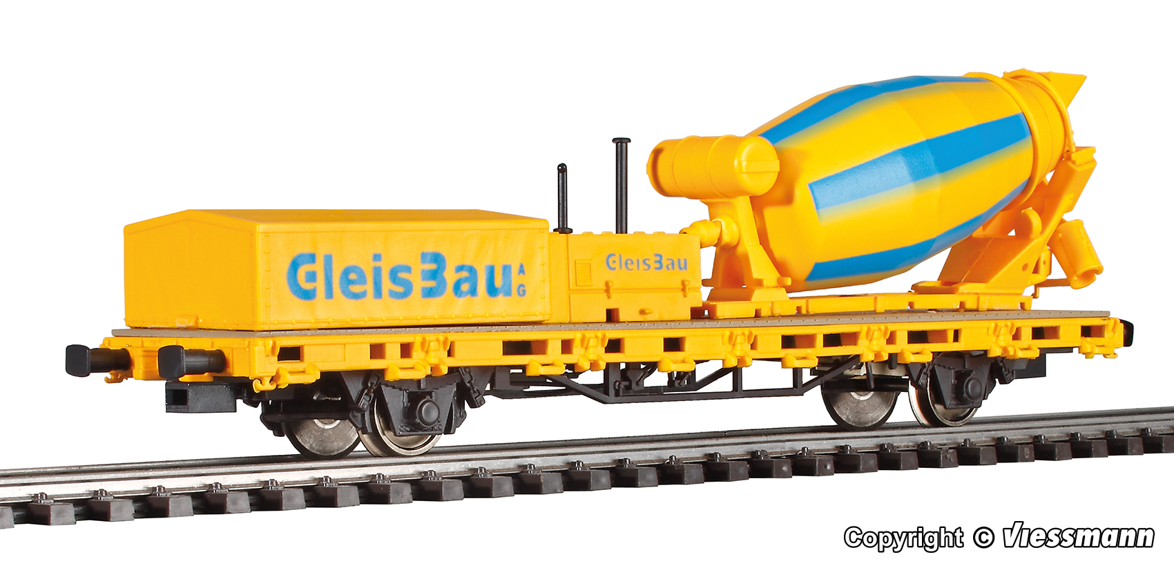 Viessmann 2624 HO規 Low side car with cement mixer functional model for 2 rail version 數位水泥攪拌工程車