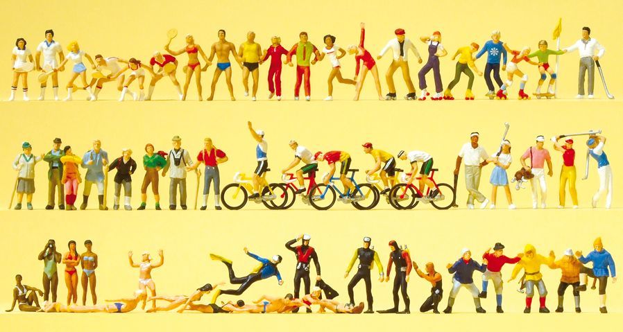 Preiser 13005 HO scale, Superset 5: Sport and Leisure. 60 exclusively painted miniature figures