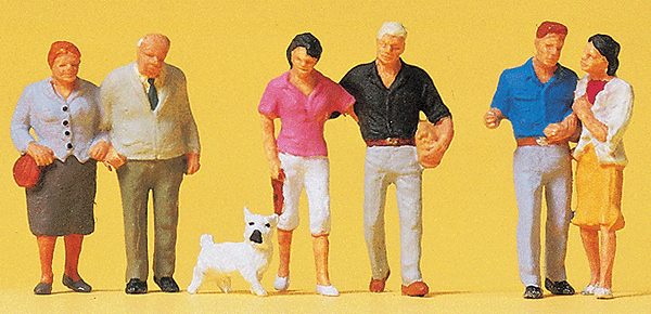Preiser 10527 HO scale, Standing Couples & Dog