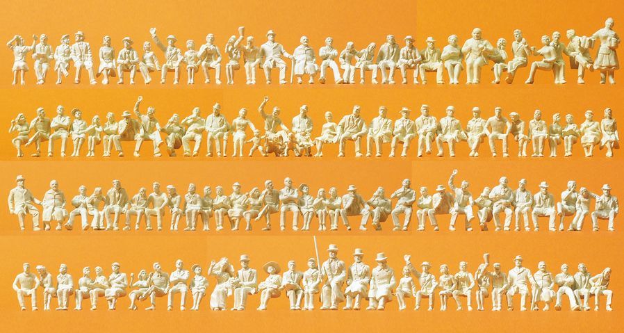 Preiser 16328 HO scale, Seated people unpainted, 120 pcs.