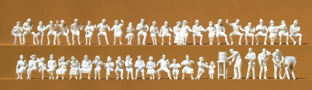 Preiser 16356 HO規 啤酒暢飲.未上色