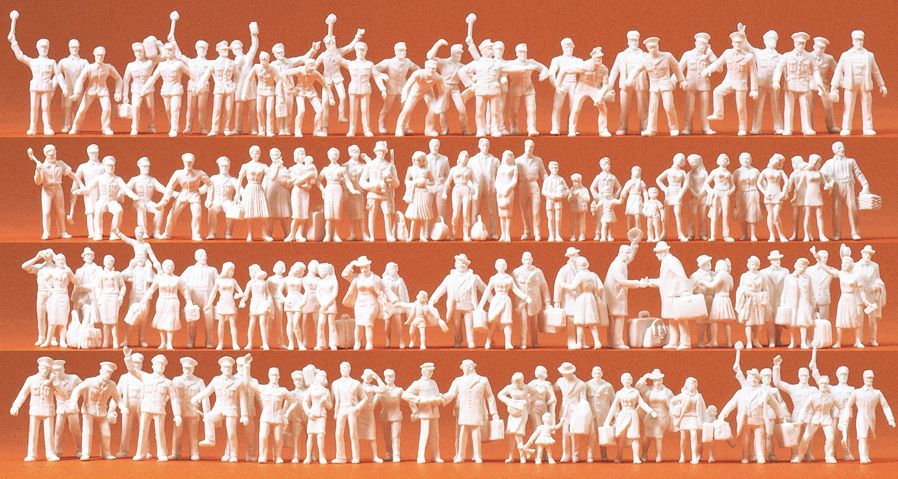 Preiser 16325 HO scale, Railway staff and passengers unpainted, 120 pcs.