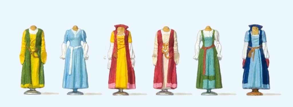 Preiser 24767 HO scale, Medieval market: medieval clothing on stands