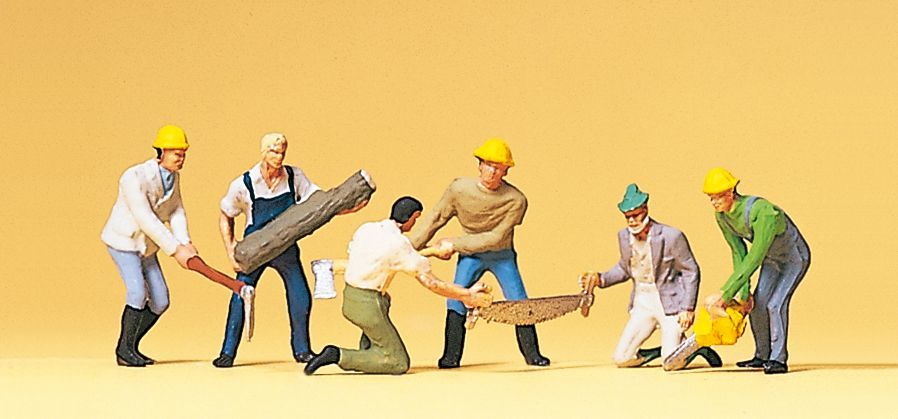 Preiser 10042 HO scale, Forest workers with saws and axes