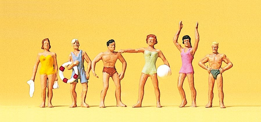 Preiser 10070 HO scale, Bathers with water polo and swimming ring