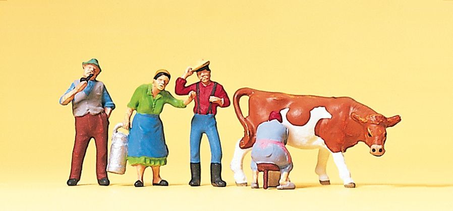 Preiser 10044 HO scale, Maids and servants milking, with cow