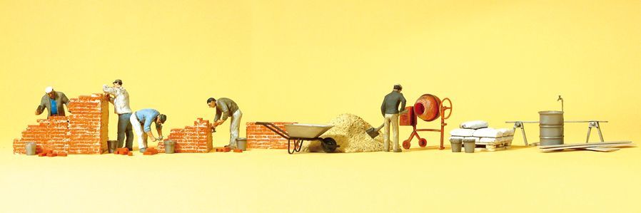 Preiser 10542 HO scale, bricklayer and accessories