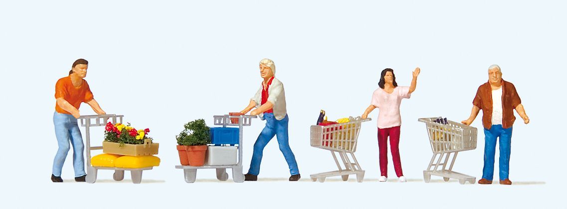 Preiser 10722 HO scale, Customers with shopping carts