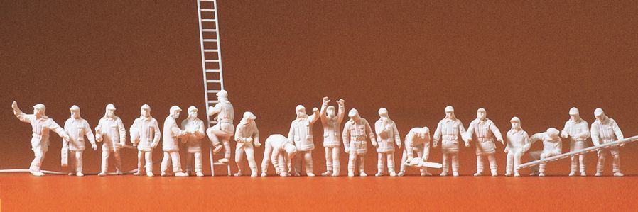 Preiser 16351 HO規 值勤中的消防員.20人.未上色