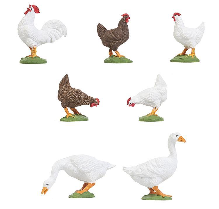 Faller 331896 G規 5 Chickens and 2 Geese 雞與鵝.共7隻