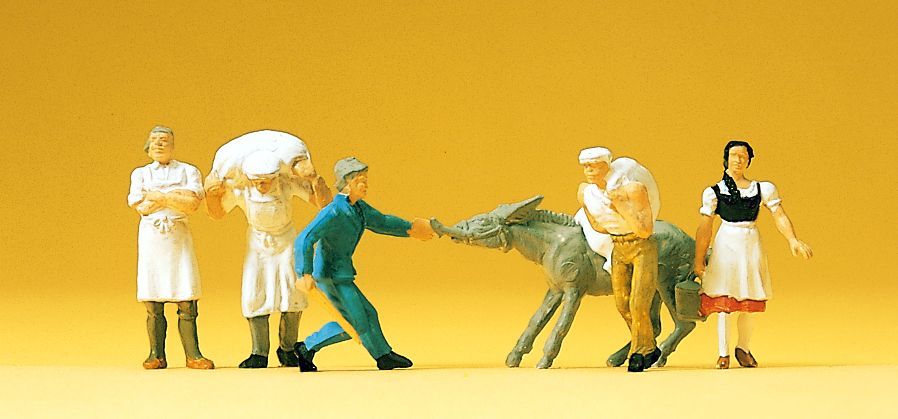 Preiser 14129 HO規 搬麵粉.磨坊中