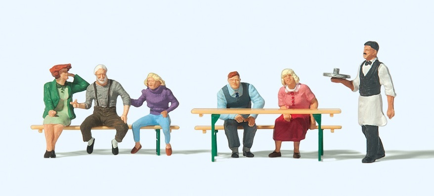 Preiser 10782 HO規 坐著的人 服務生 葡萄酒節