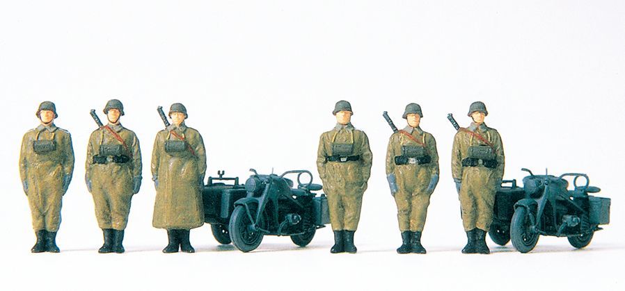 Preiser 16571 HO規 EDW 立正的摩托車步槍兵 未上色