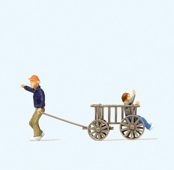 Preiser 28112 HO規 拉兒童木製推車